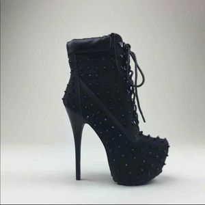 Black spike ankle boots